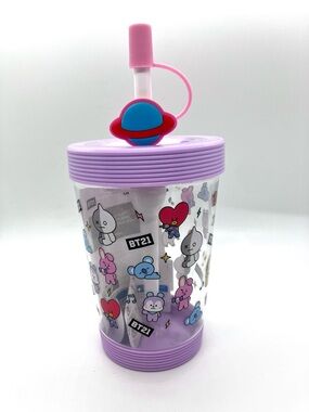 BT21 x Miniso Purple and Clear Tumbler with Straw, New